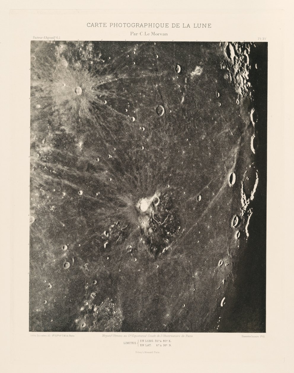 Fotografisk karta över månen, plansch XV,20 december av Charles le Morvan