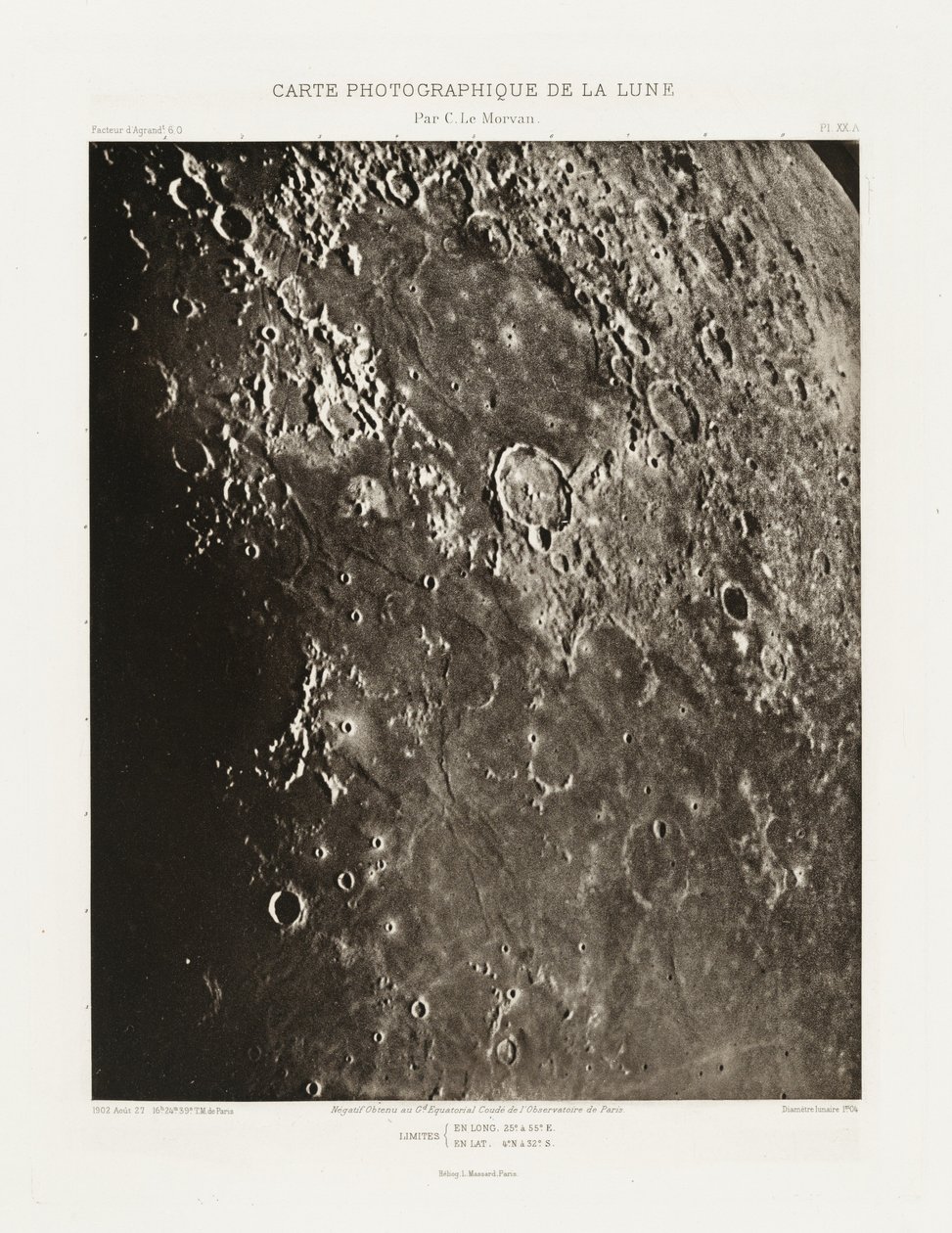 Carte photographique de la lune, planche XX.A (Fotografisk karta över månen, plansch XX.A),27 augusti av Charles le Morvan