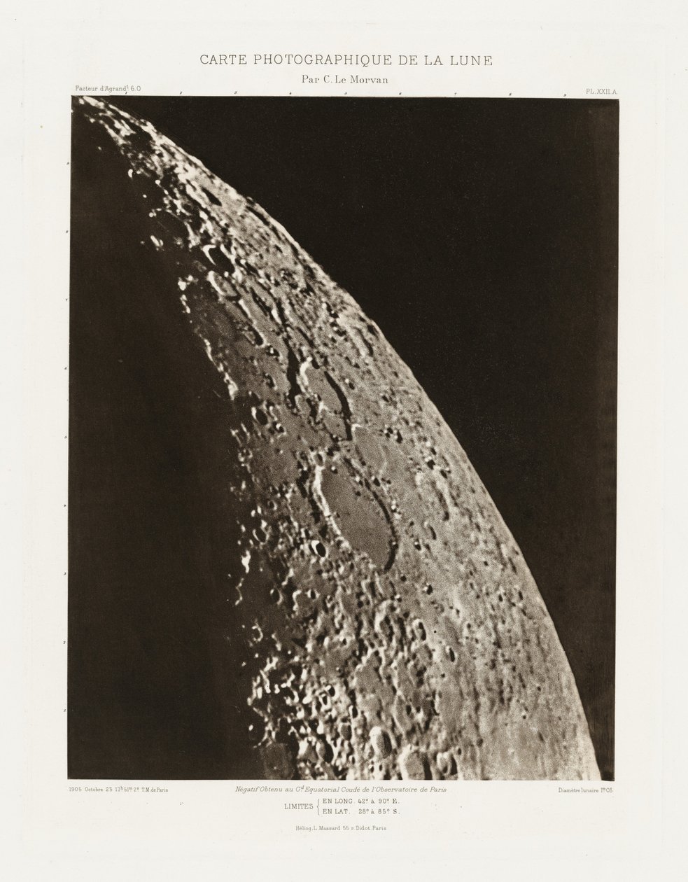 Carte photographique de la lune, planche XXII.A (Fotografisk karta över månen, plansch XXII.A),23 oktober av Charles le Morvan