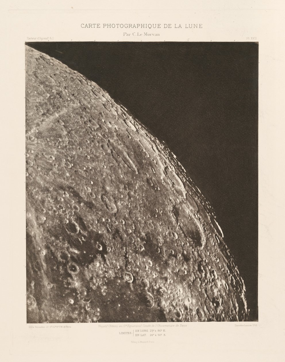 Fotografisk karta över månen, plansch XXII,20 december av Charles le Morvan