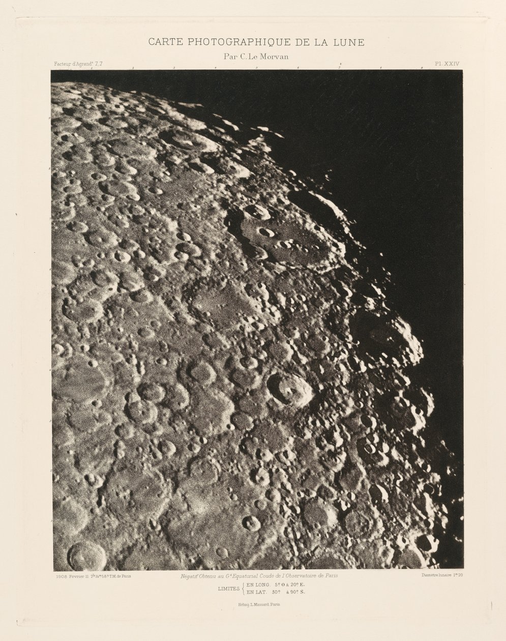 Carte photographique de la lune, planche XXIV (Fotografisk karta över månen, plansch XXIV),11 februari av Charles le Morvan