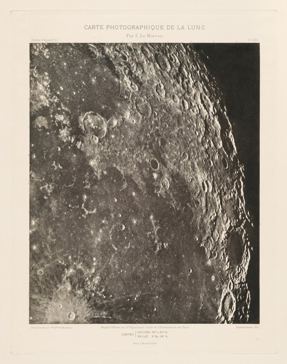 Fotografisk karta över månen, plansch XXI,20 december av Charles le Morvan