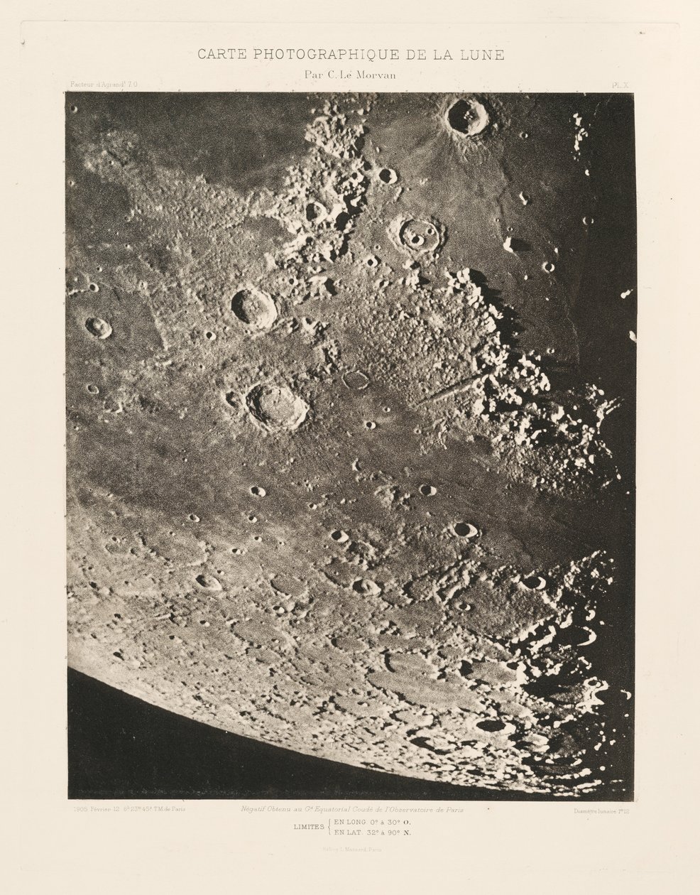 Carte photographique de la lune, planche X (Fotografisk karta över månen, plansch X),12 februari av Charles le Morvan