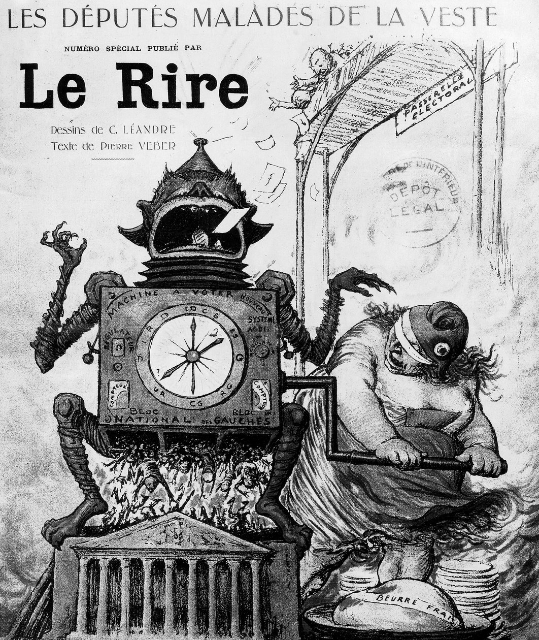Tecknad serie av Charles Leandre om allmänna val 1924, publicerad i tidningen Le Rire den 19 januari av Charles Leandre