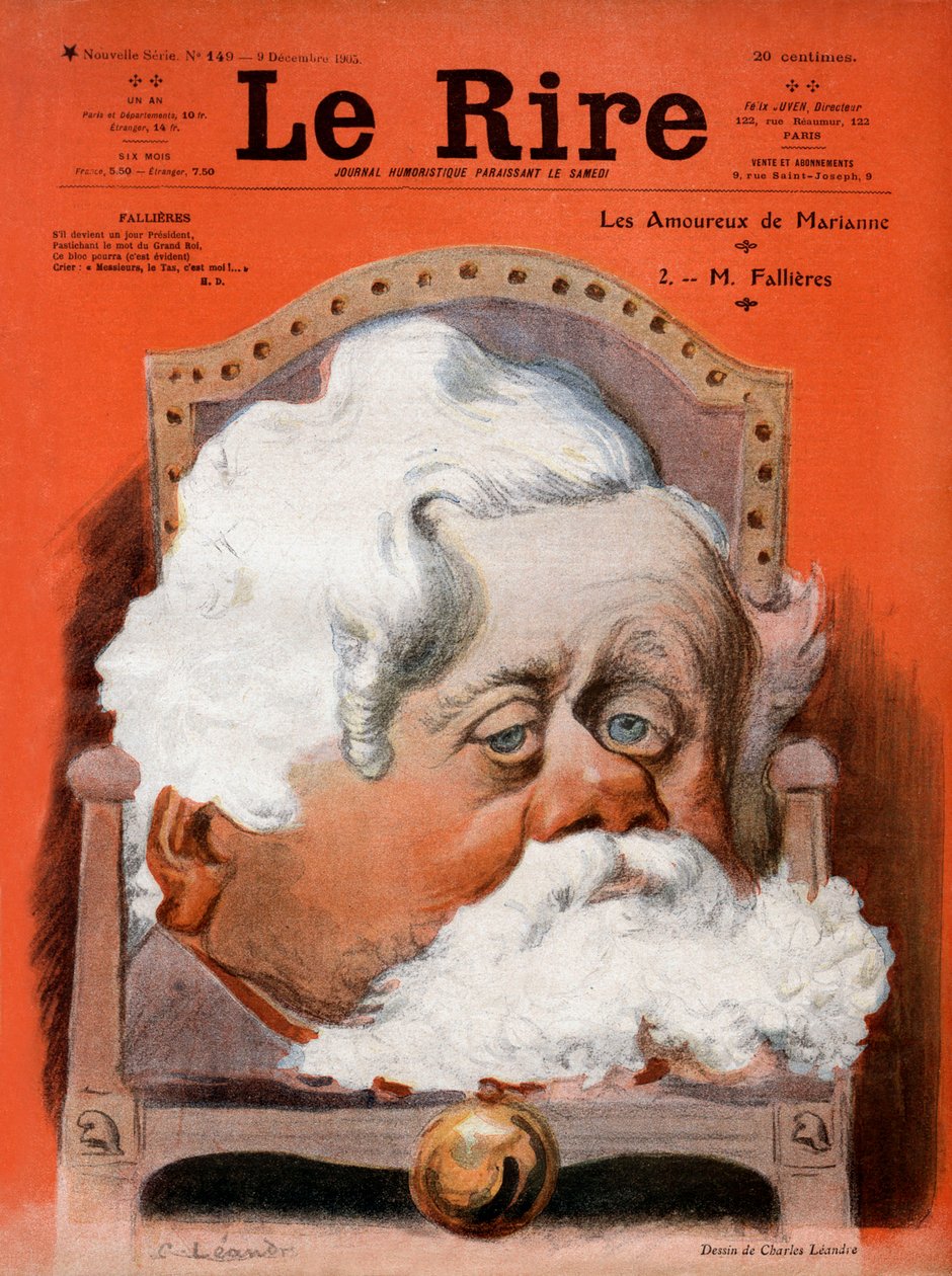 Framsidan av fransk satirtidning "Le Rire" 9 december av Charles Leandre