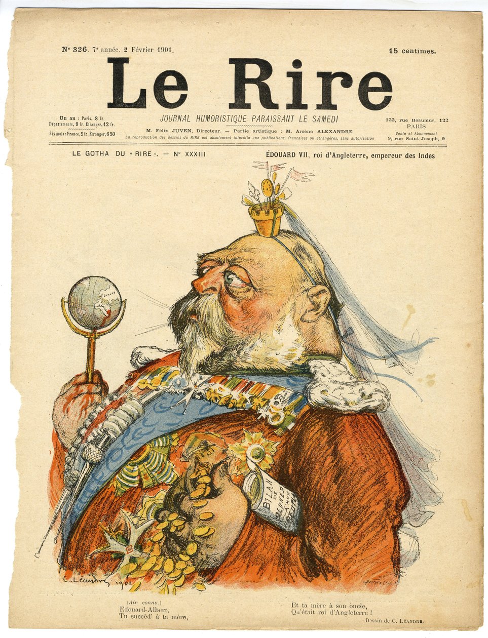 Illustration av Charles Leandre (1862-1934) för omslaget till Le Rire av Charles Leandre