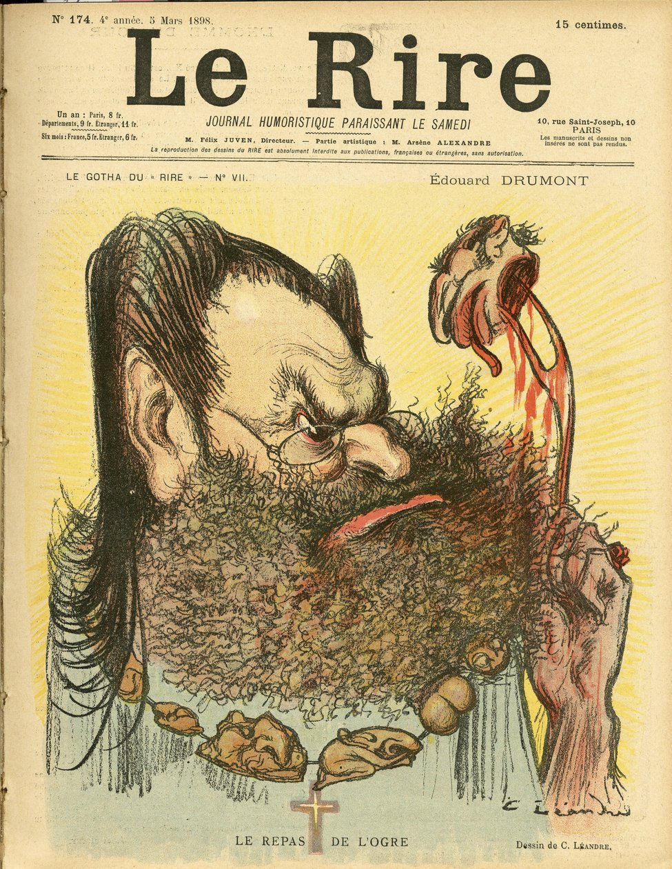 Illustration av Charles Leandre (1862-1934) för omslaget till Le Rire av Charles Leandre