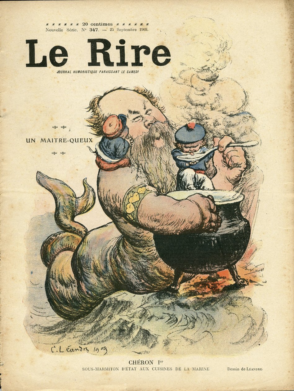 Illustration av Charles Leandre (1862-1934) för omslaget till Le Rire, 09/25/09 - A master-queux - Marine Marine Marine Balneaire - Cheron Henry (1867-1936), Sirene av Charles Leandre