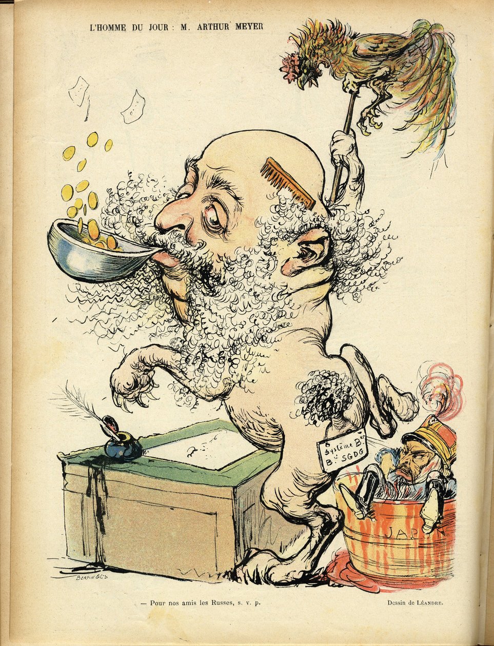 Illustration av Charles Leandre (1862-1934) i Le Rire, 09/04/04 - Antisemitism, Silver - Meyer Arthur av Charles Leandre