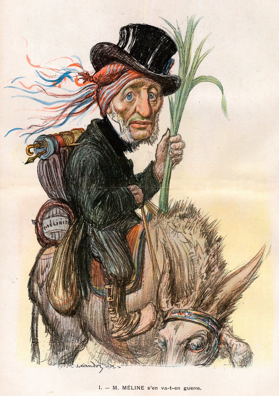 Jules Meline (1838-1925), fransk politiker, jordbruksminister - Tecknad av Charles Leandre (1862-1934) i "" Le Rire"" den 12 april 1902 av Charles Leandre