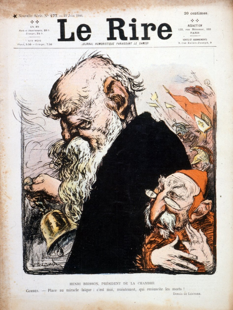 Satirisk illustration av Eugene Henri Brisson omslag till Le Rire 1906 (gravyr) av Charles Leandre