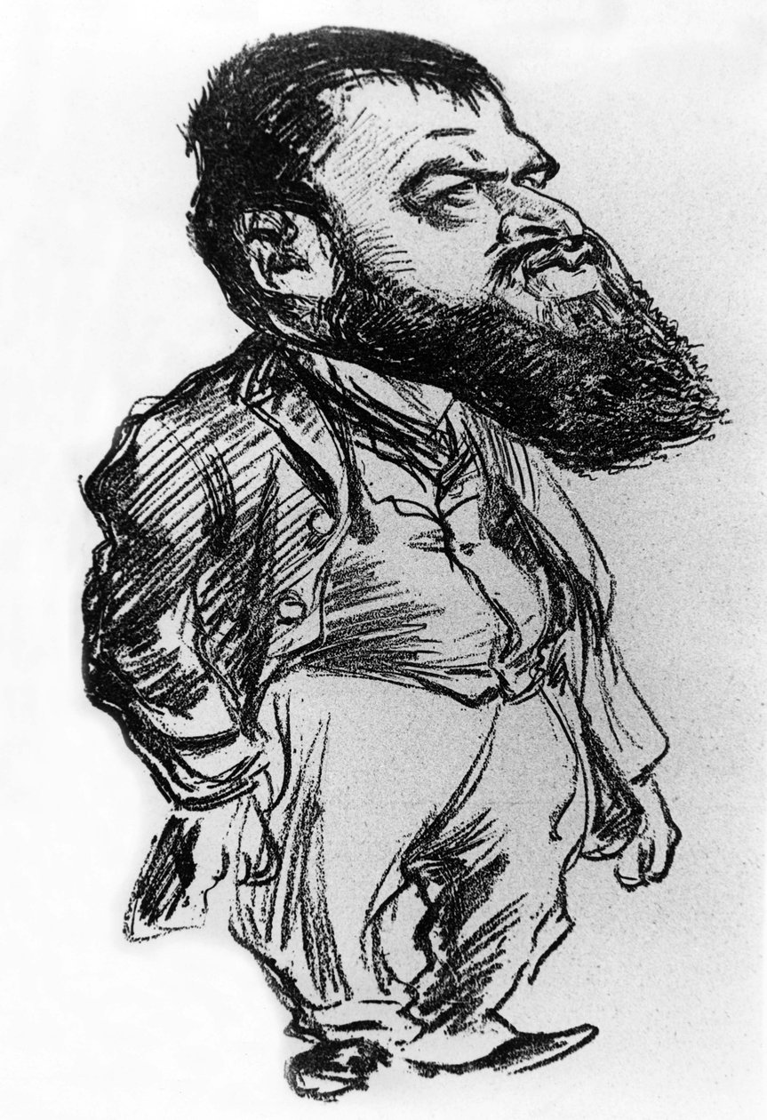 Tristan Bernard (1866-1947) fransk romanförfattare och dramatiker, karikatyr av Charles Leandre av Charles Leandre
