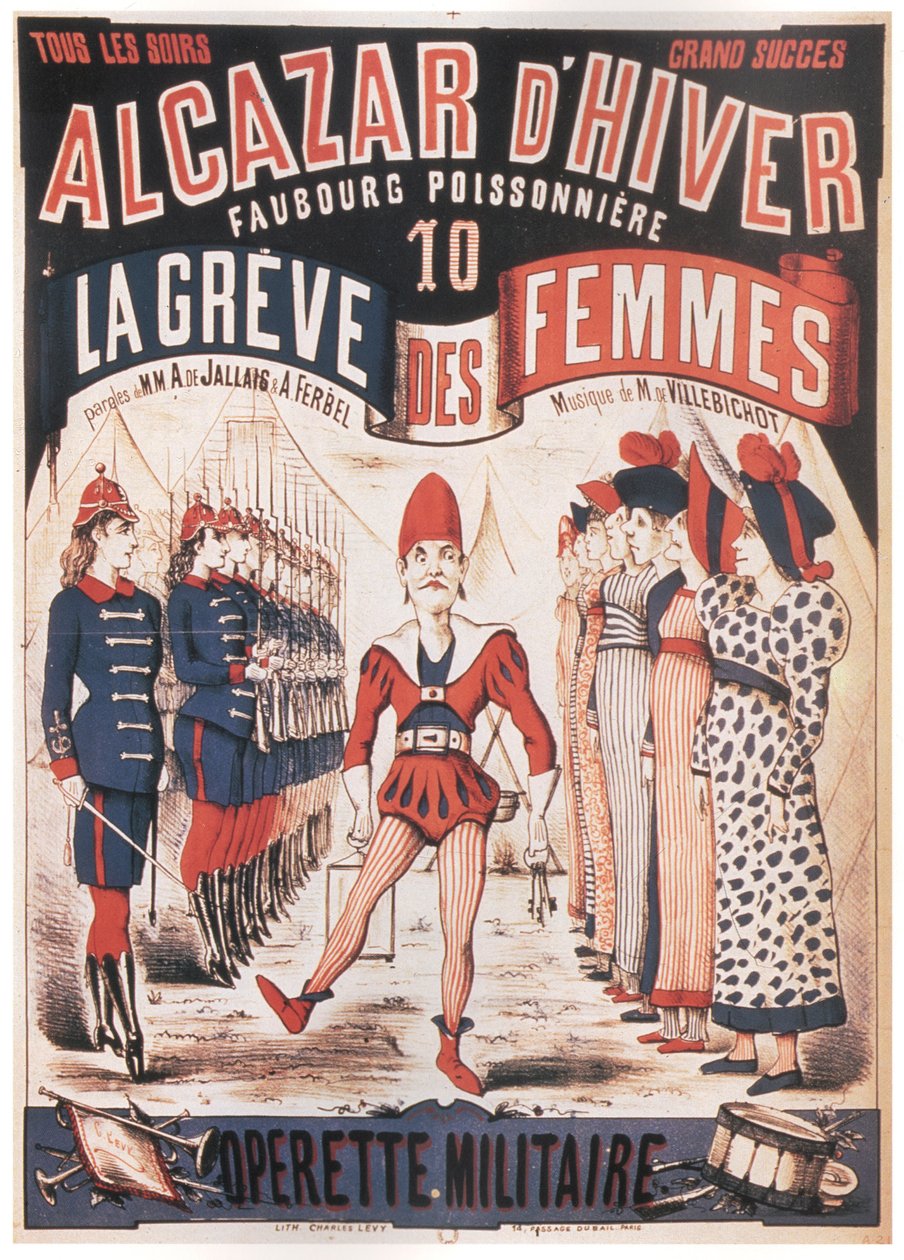 Affisch för operetten La Grêve des femmes av A. de Villebichot, 1879-1880 av Charles Levy