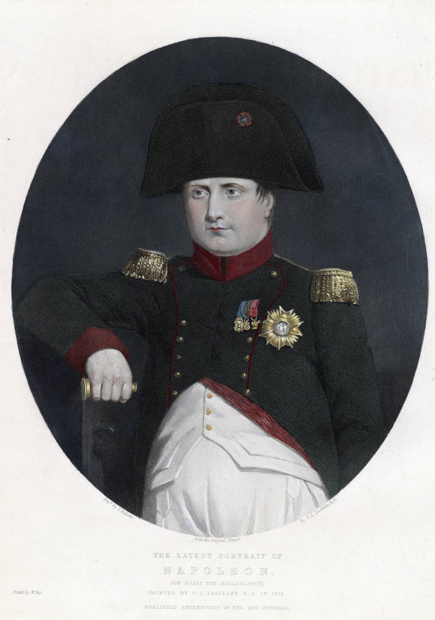 Senaste porträtt av Napoleon ombord på Bellerophon - Eastlake, Sir Charles Lock (1793-1865) - 1815 - Etsning, akvarell - 29,5x22,4 - Privat samling av Charles Lock Eastlake