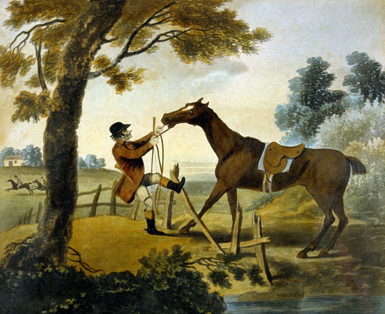 Proof of Bottom, från The Pytchley Hunt, graverad av F. Jukes (1745-1812) av Charles Lorraine (after) Smith