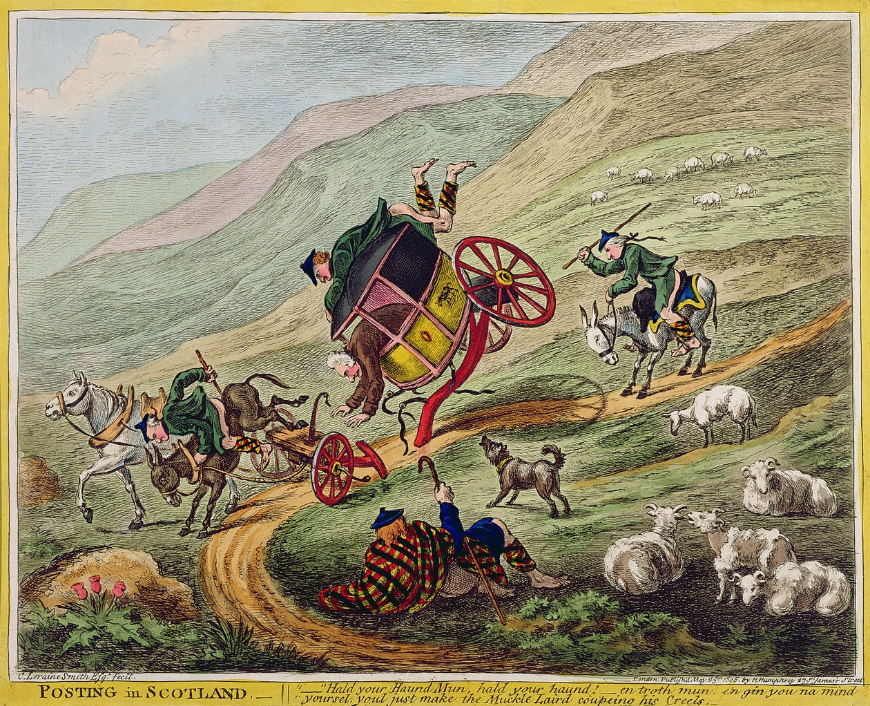 Posting in Scotland, publicerad av Hannah Humphrey, 1805 (handfärgad etsning) av Charles Lorraine Smith