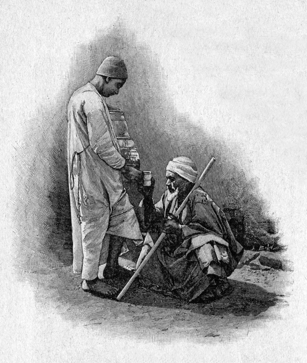 Vattenförsäljare i Alger av Charles Louis (after) Bazin