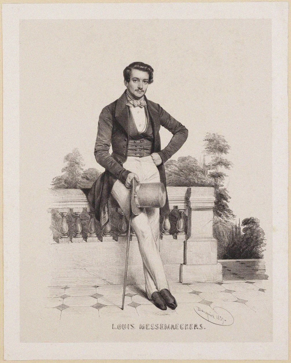 Porträtt av kompositören Louis Messemaeckers 1809-1889, 1837. av Charles Louis Baugniet