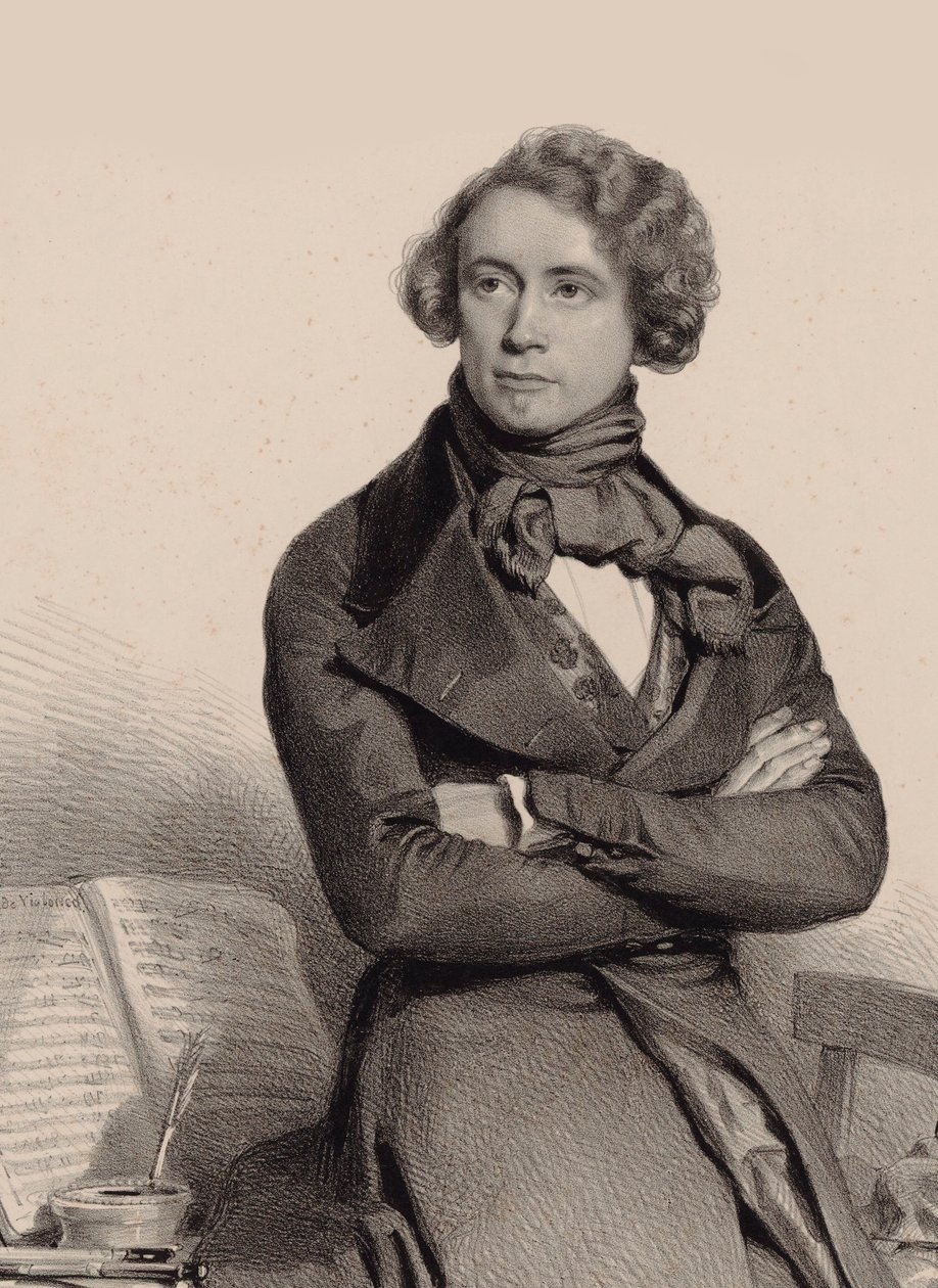 Porträtt av cellisten och kompositören Adrien-François Servais 1807-1866, 1838. av Charles Louis Baugniet
