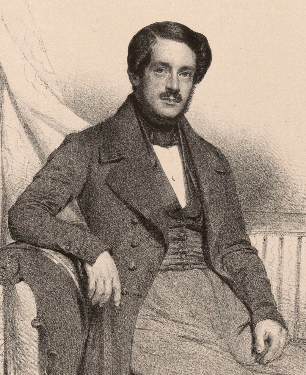 Porträtt av kompositören Francesco Masini 1804-1863, 1837. av Charles Louis Baugniet