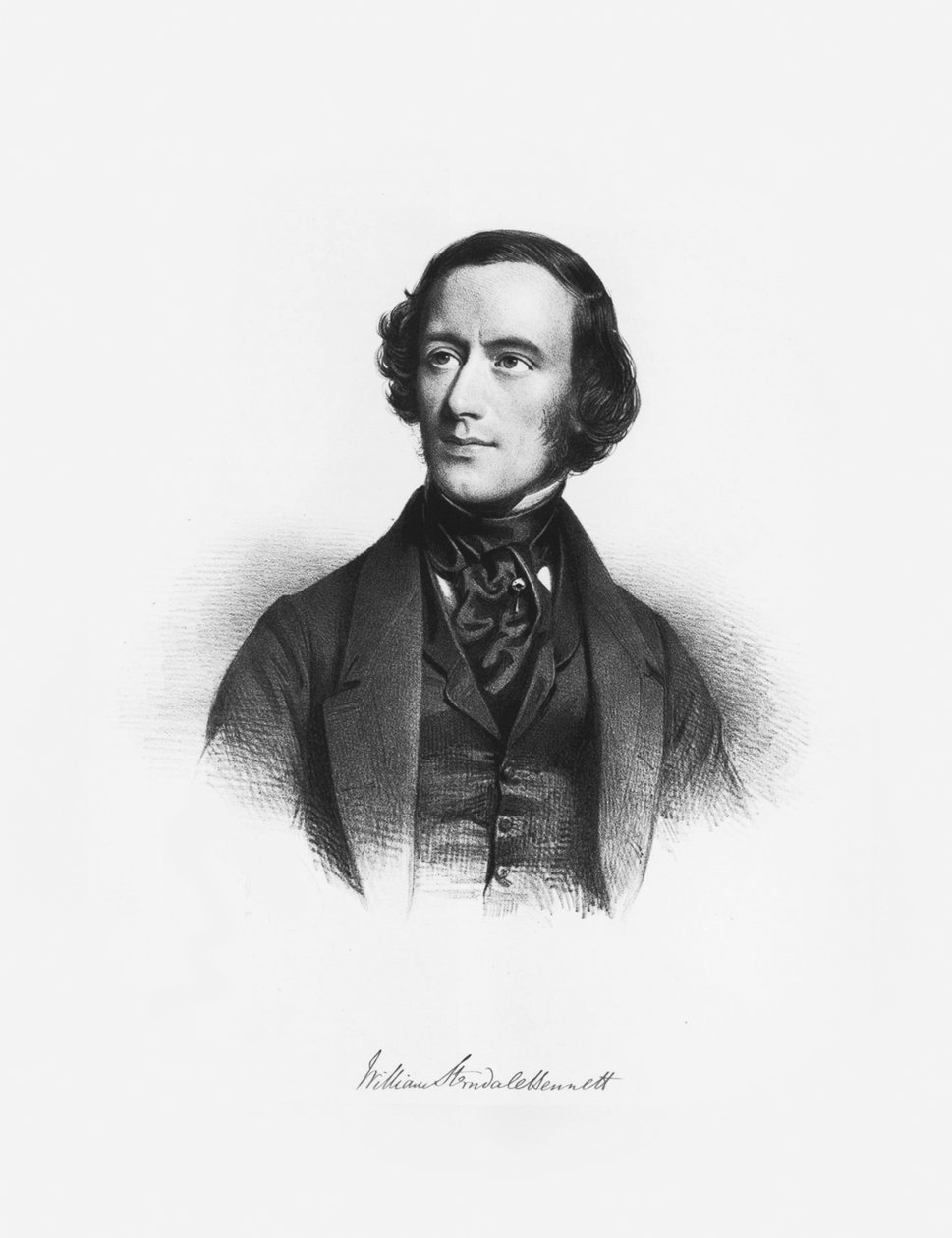 Porträtt av kompositören William Sterndale Bennett 1816-1875. av Charles Louis Baugniet