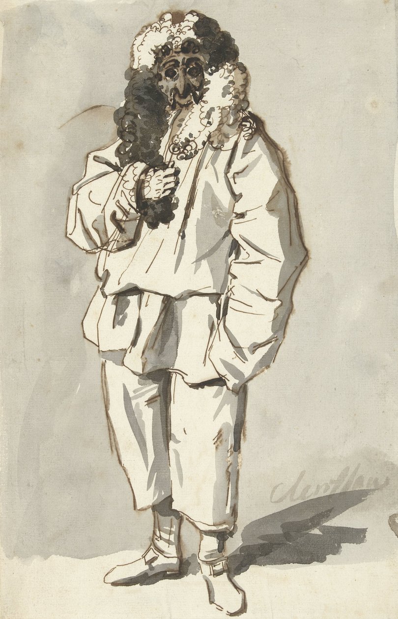 Roman Polichinelle i fastlagdräkt av Charles Louis Clerisseau