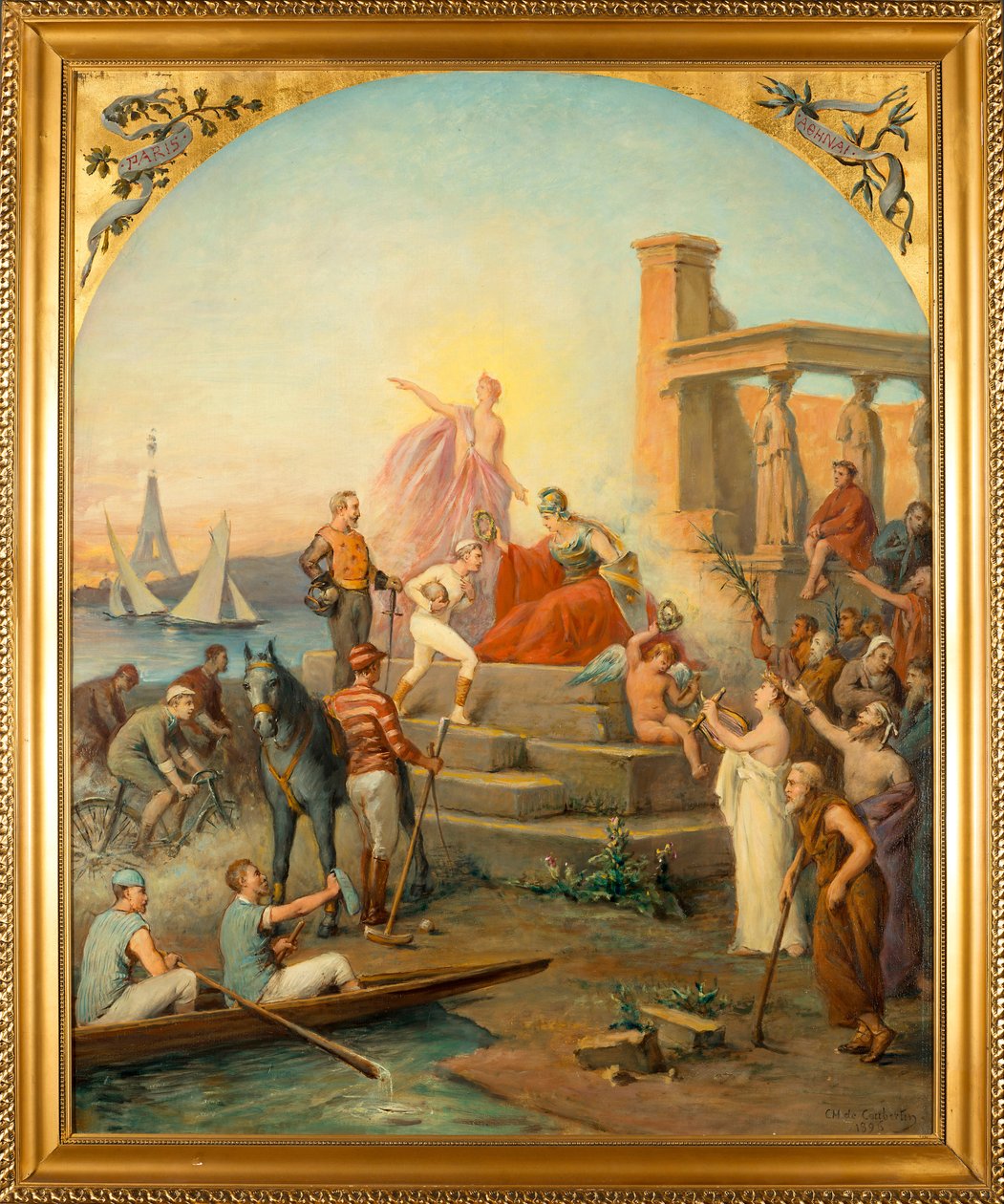 Allegory of Sports (Allegory of Sports) - Målning av Charles Louis de Fredy, Baron de Coubertin (1822-1908), olja på duk (97,5x80 cm) av Charles Louis Fredy de Coubertin