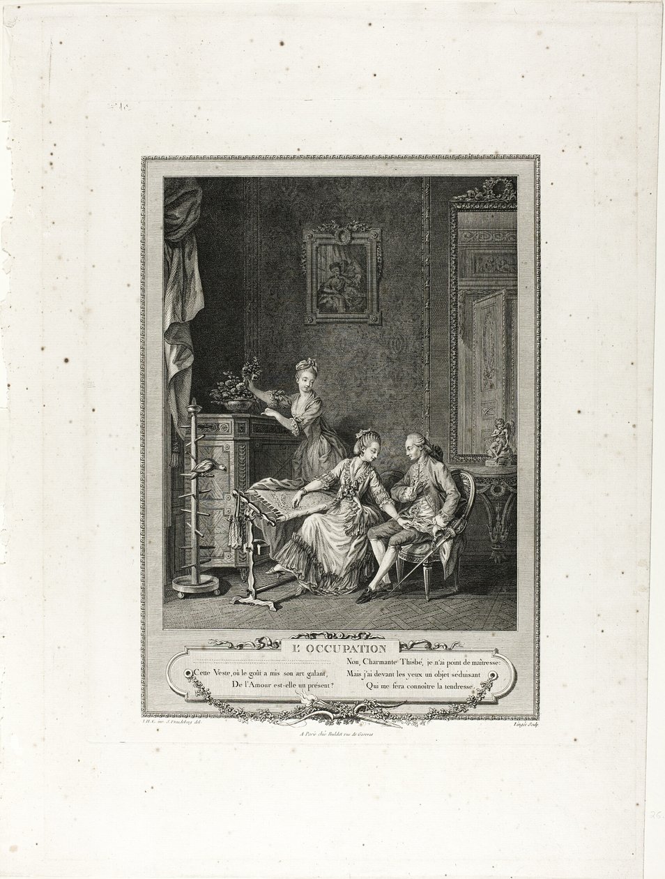 Ockupationen, från Monument du Costume Physique et Moral de la fin du Dix-huitième siècle av Charles Louis Lingée