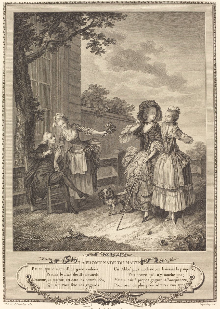 Morgonpromenaden av Charles Louis Lingée after Sigmund Freudenberger