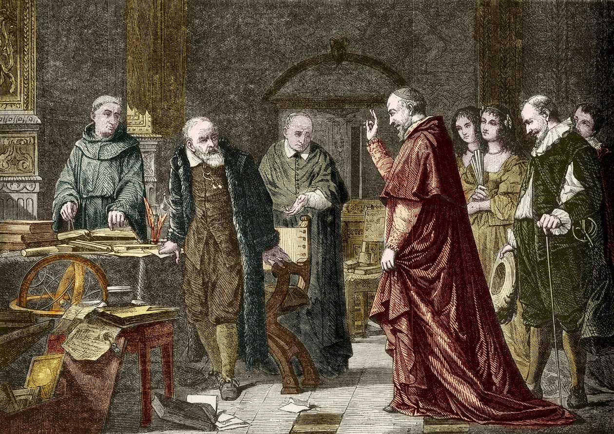 Galileo Galilei dit Galilees fångenskap, italiensk astronom (1564-1642), gravyr efter Charles Mullers målning av Charles Louis Lucien (after) Muller