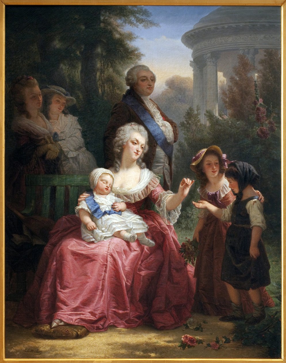 Den franska kungafamiljen i Trianon, ca 1860 av Charles Louis Lucien Muller