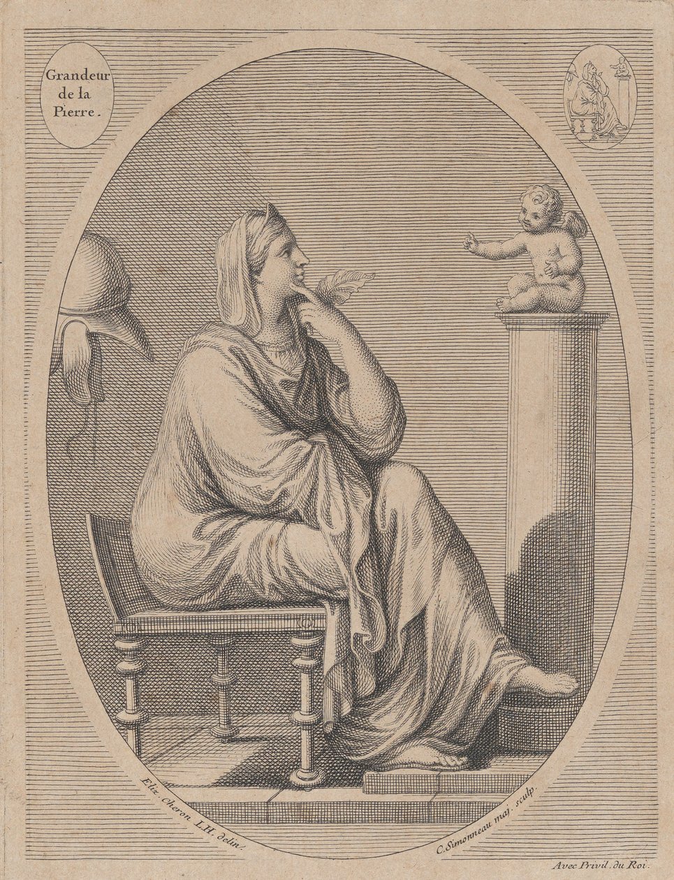 Grandeur de la pierre, efter Eliz. Cheron, 1665-1728. av Charles Louis Simonneau