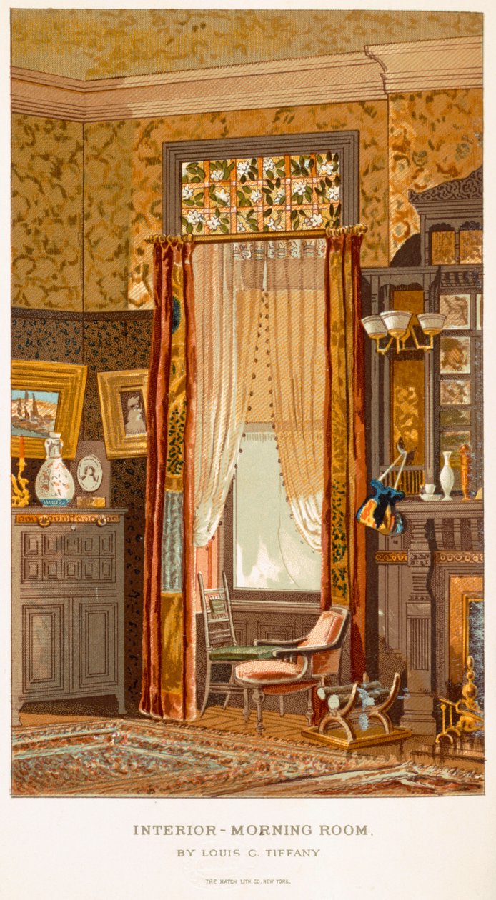 Morning Room 1881, av Tiffany, Charles Louis från C Harrisons Womans Handiwork in Modern Homes New York 1881 av Charles Louis Tiffany