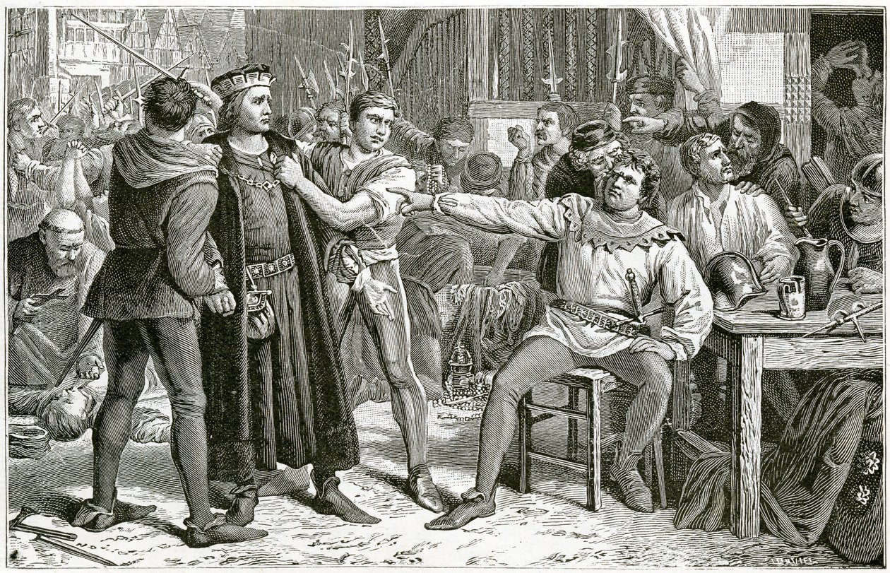Lord Saye och Sele ställde inför Jack Cade, 1896. av Charles Lucy