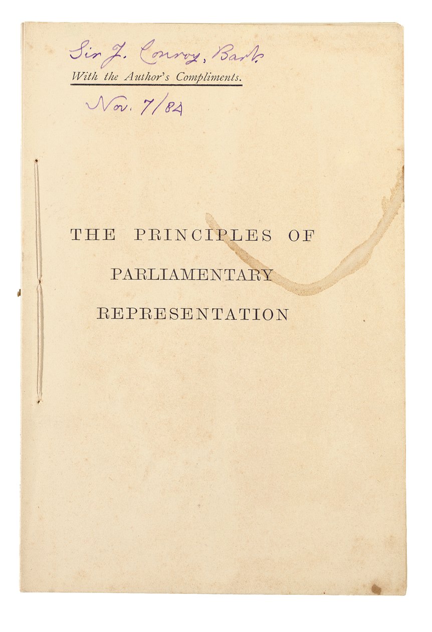 Titelsida för "Principerna för parlamentarisk representation" av Charles Lutwidge Dodgson