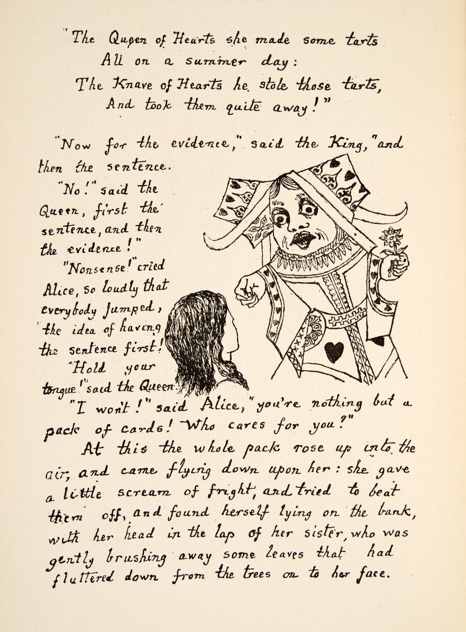 Den röda drottningen säger Håll tungan för Alice, illustration från Alice