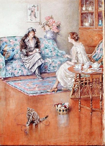 Afternoon Tea (akvarell på papper) av Charles MacIvor or MacIver Grierson