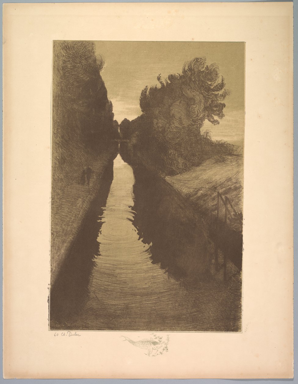Svit av landskap: Landskap, tavla 1, anteckning, en fisk, 1892-1893. av Charles Marie Dulac