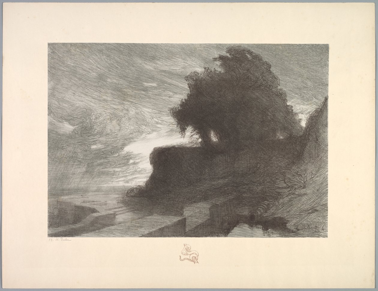 Landskapssvit: Landscape, Plate 4, Note, Snake, 1892-1893. av Charles Marie Dulac