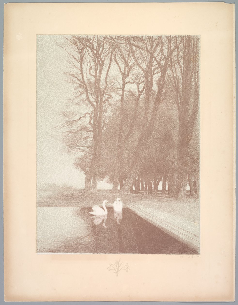Landskapssvit: Landskap, tavla 6, anteckning, liljor, 1892-1893. av Charles Marie Dulac