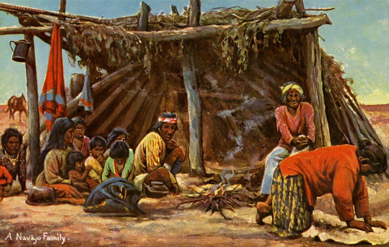 En Navajo-familj av Charles Marion Russell