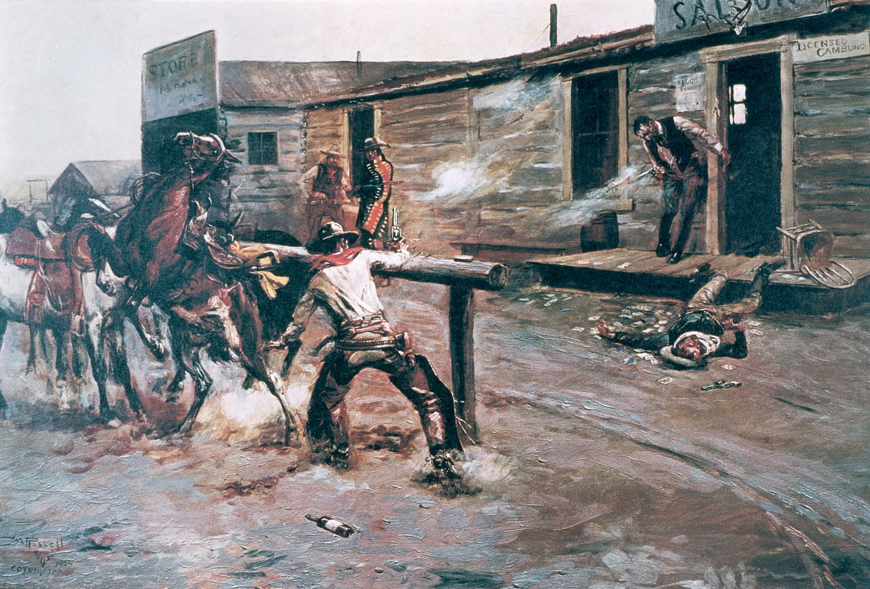 Death of a Gambler (olja på duk) av Charles Marion Russell
