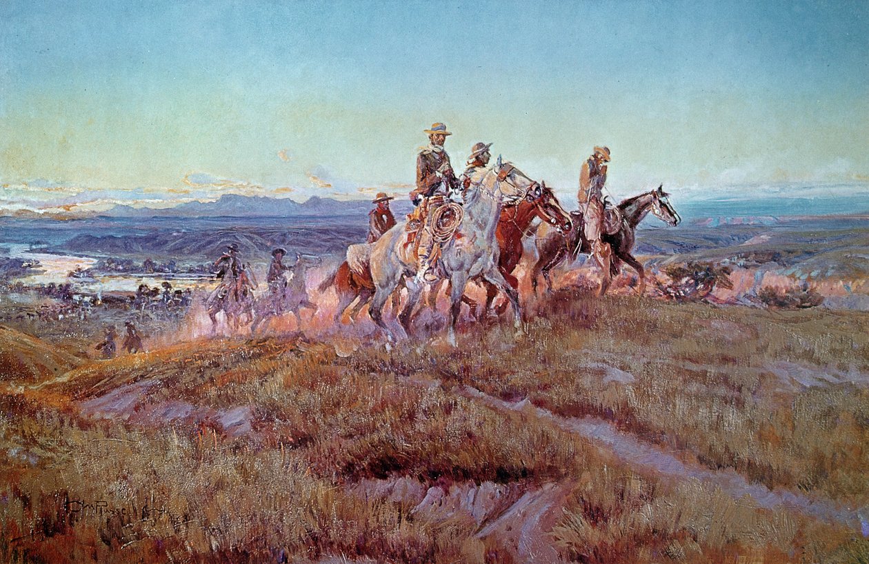 Riders of the Open Range (olja på duk) av Charles Marion Russell