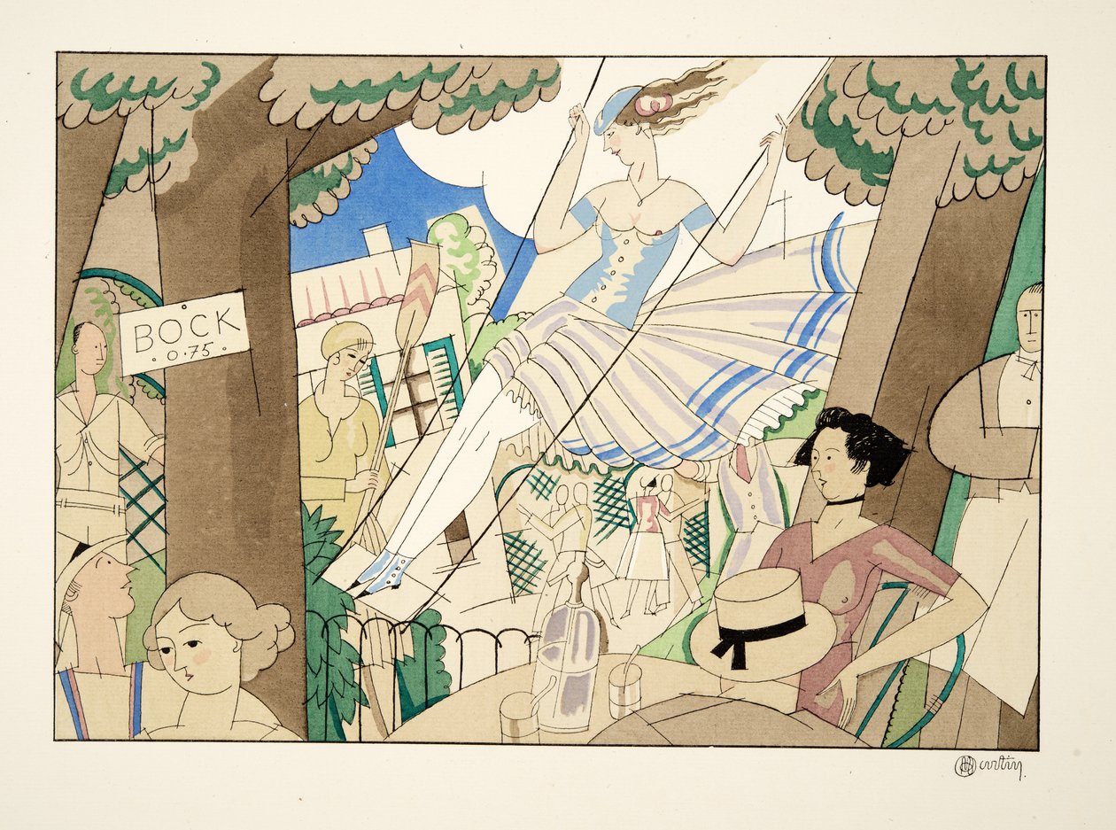 Gungbräda, från Sports & Entertainment, pub. 1914 (stenciltryck) av Charles Martin