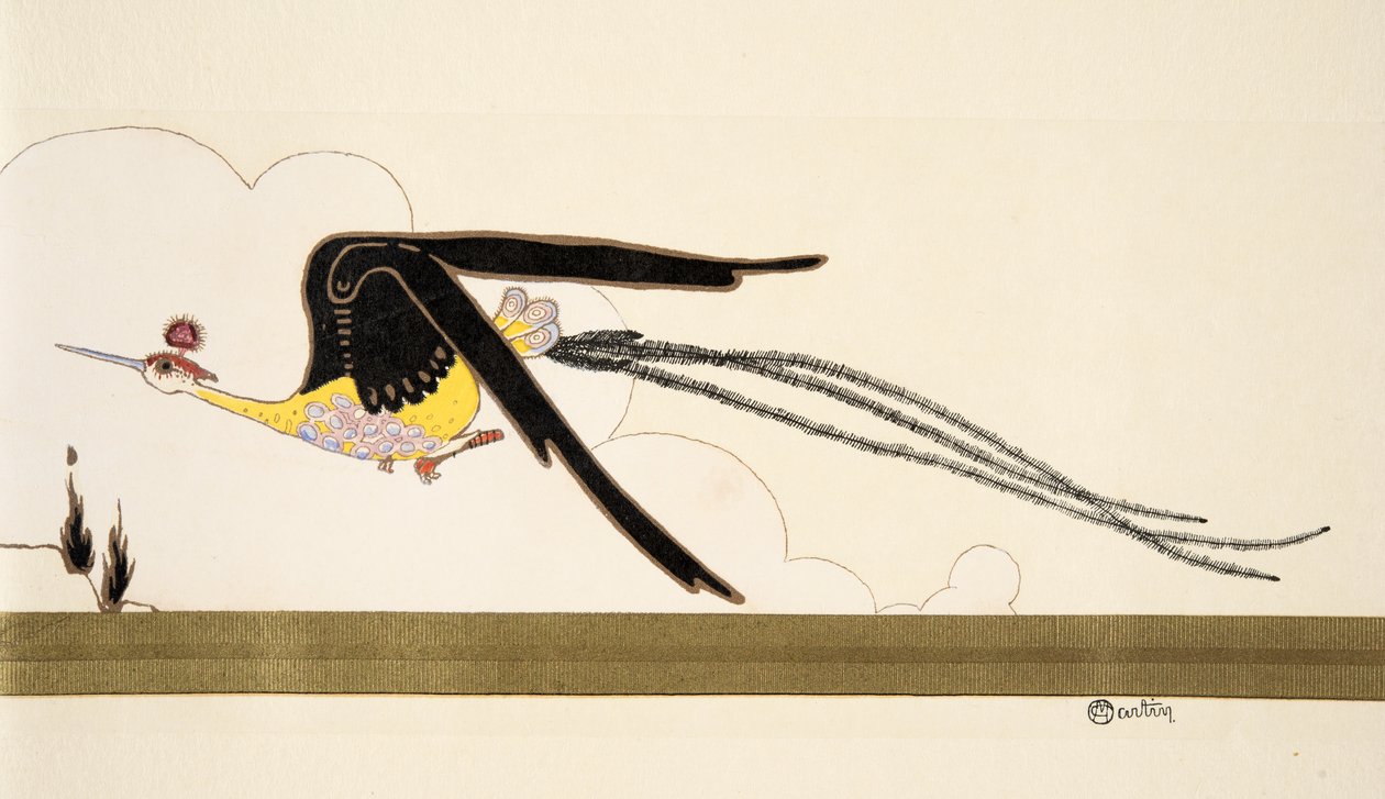Bird of Paradise, från Fashion 1912. hos Marcelle Demay. pub.1912 (stenciltryck) av Charles Martin