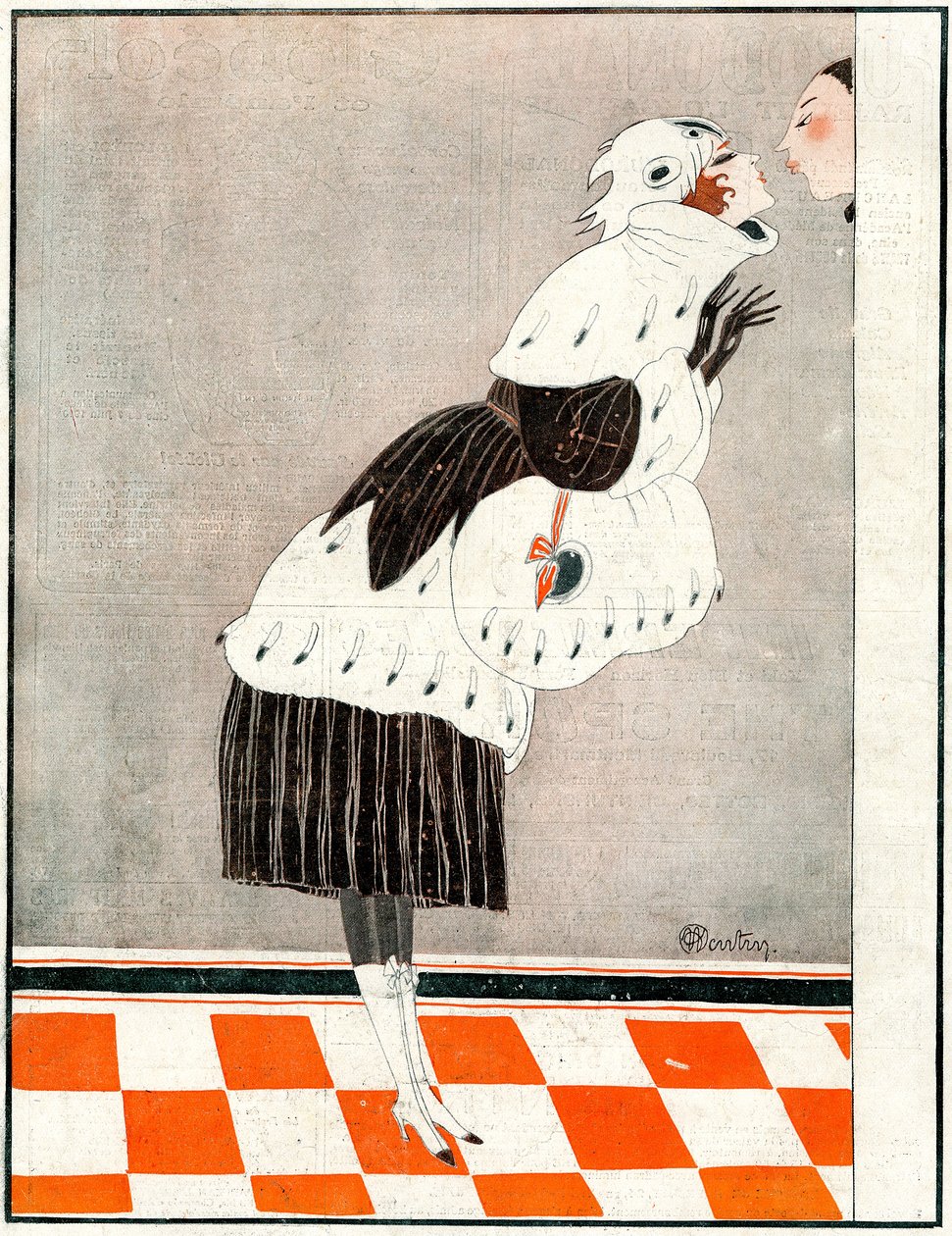 Hejdå och tack! Mind my make-up-illustration från la Vie Parisienne av Charles Martin