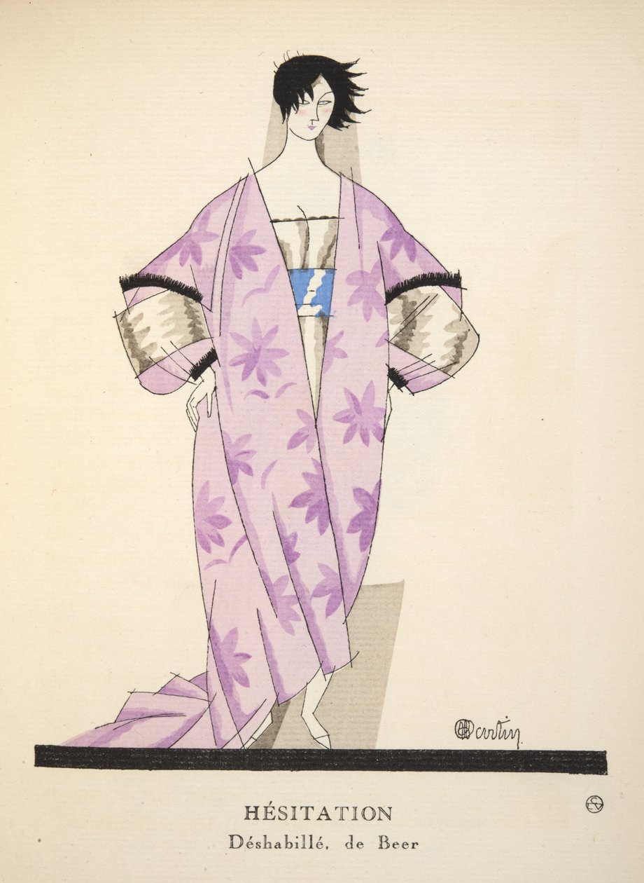 Tveka från Gazette de Bon Ton, pub. 1920 (stenciltryck) av Charles Martin