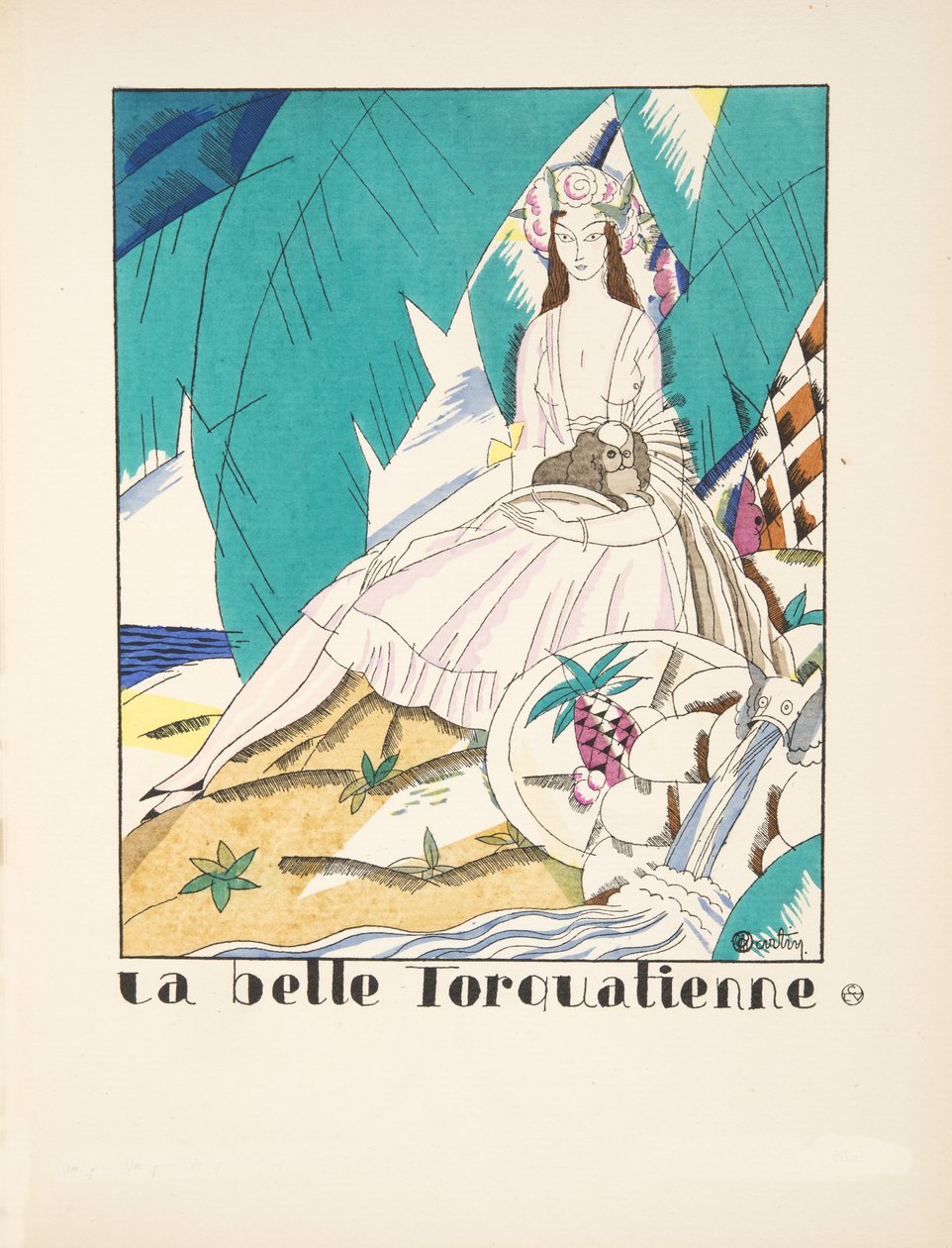 La Belle Torquatienne, från en samling modeplattor, 1920 (pochoirtryck) av Charles Martin