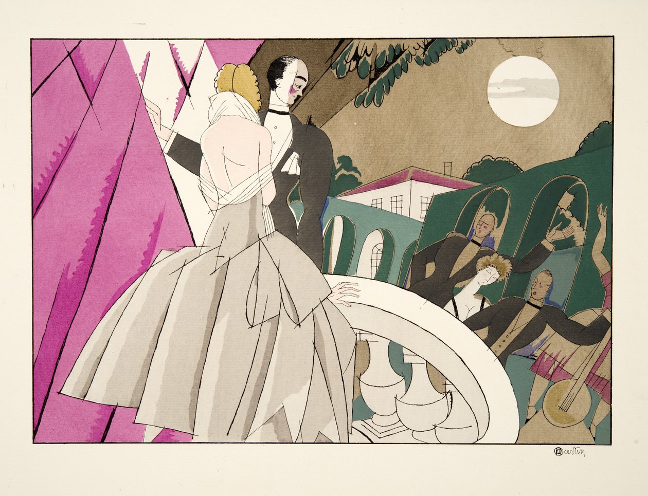 La Mariee, från Sports & Entertainment, pub. 1914 (stenciltryck) av Charles Martin