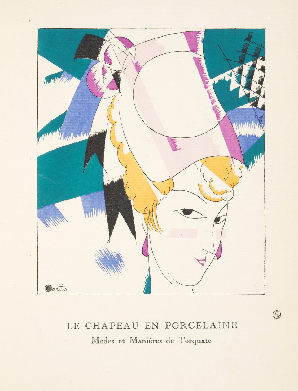 Porslinshatten, från en samling modetallrikar, 1920 (stenciltryck) av Charles Martin